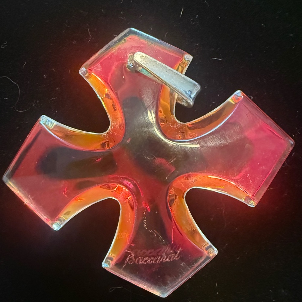 Baccarat Red and Orange Cross Pendant